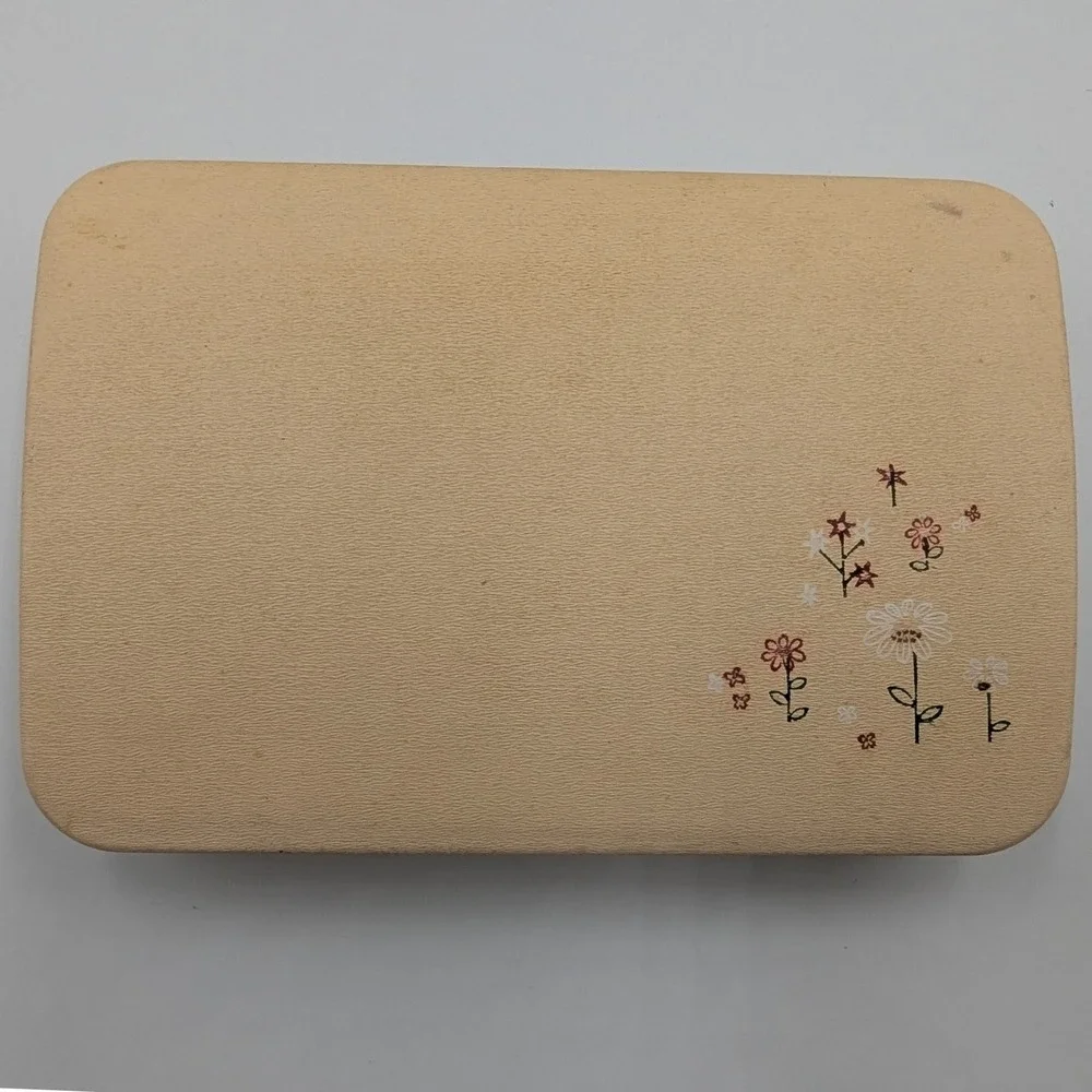 Farrington Jewelry Box Cream Floral Butterfly Ring Case Vintage USA Made